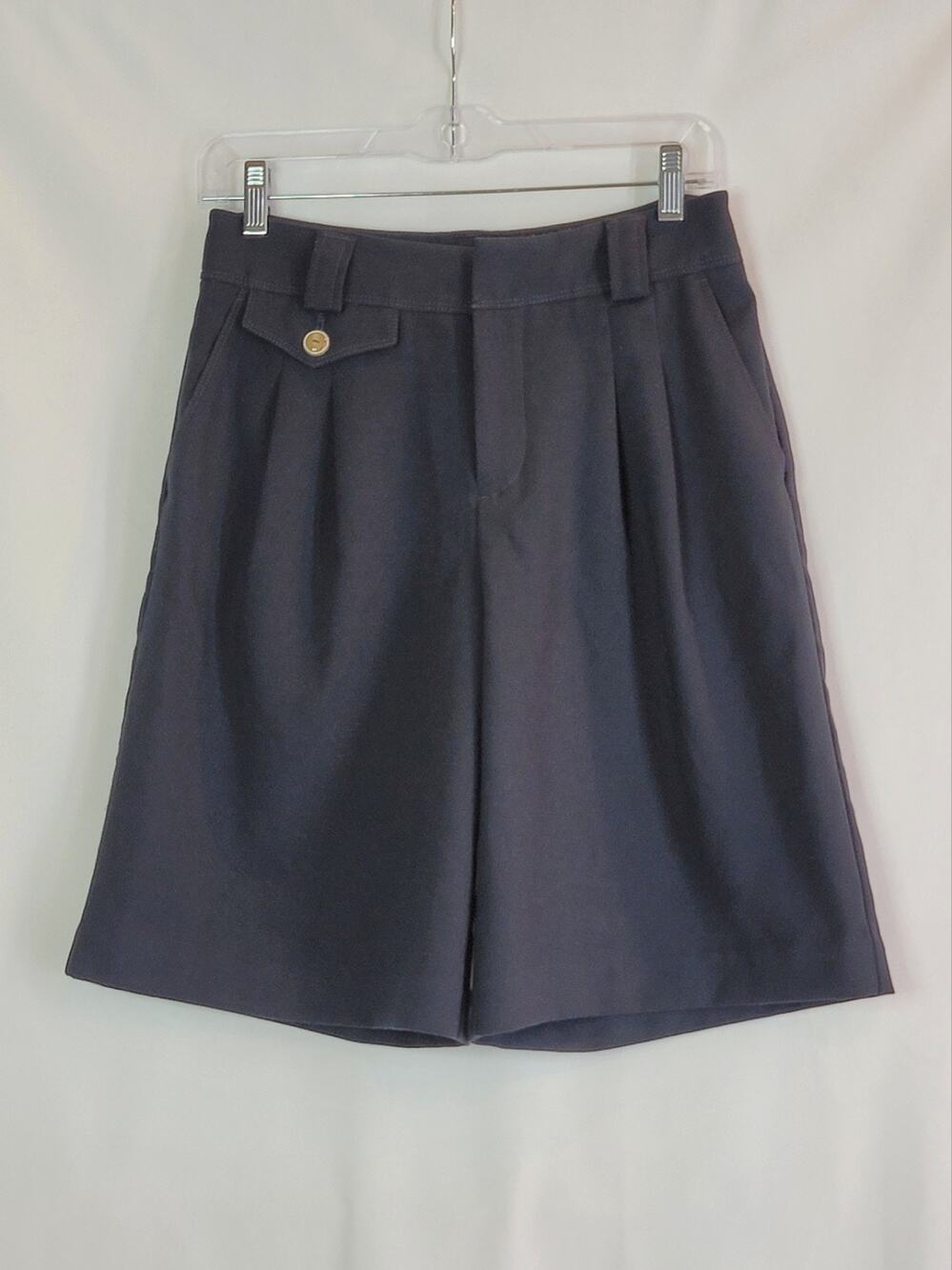 MAEVE by Anthropologie Navy Blue Pleated Long Bermuda Trouser Shorts Size 0